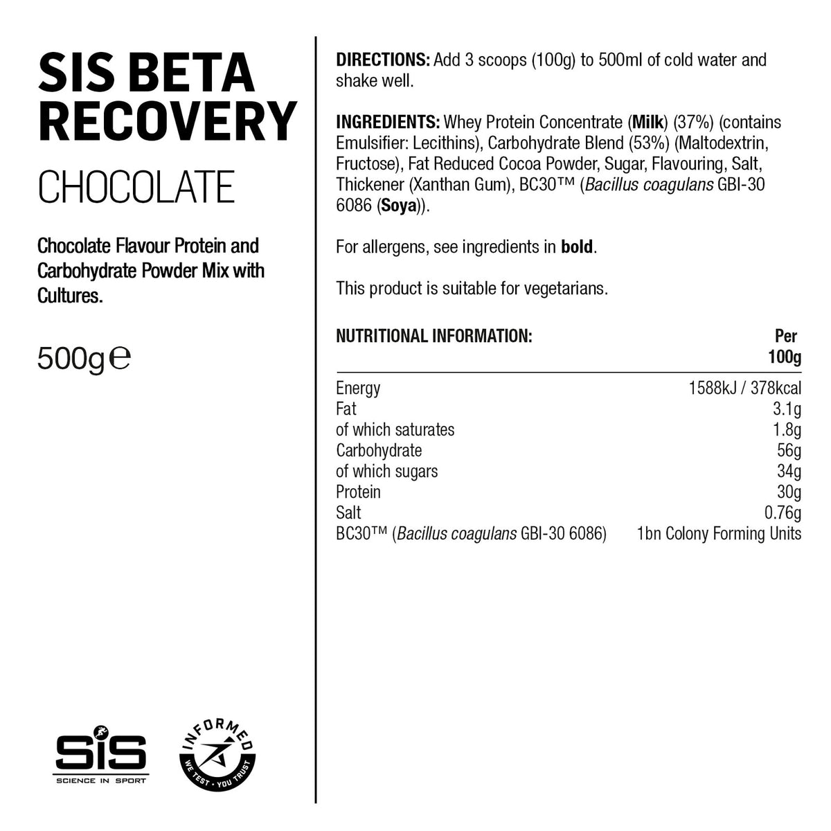 SIS BETA Fuel Polvo Recuperador 500g Chocolate #2