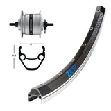 Front Wheel Exal ZX19 Solid Axle Shimano DH3N30 Dynamo Hub Black/Silver
